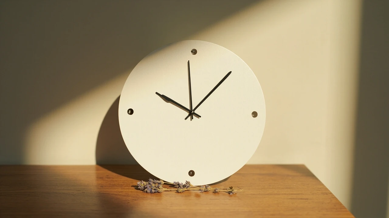 Cyfry 14:14 wyświetlone na minimalistycznym zegarze, symbolika lustrzanej godziny