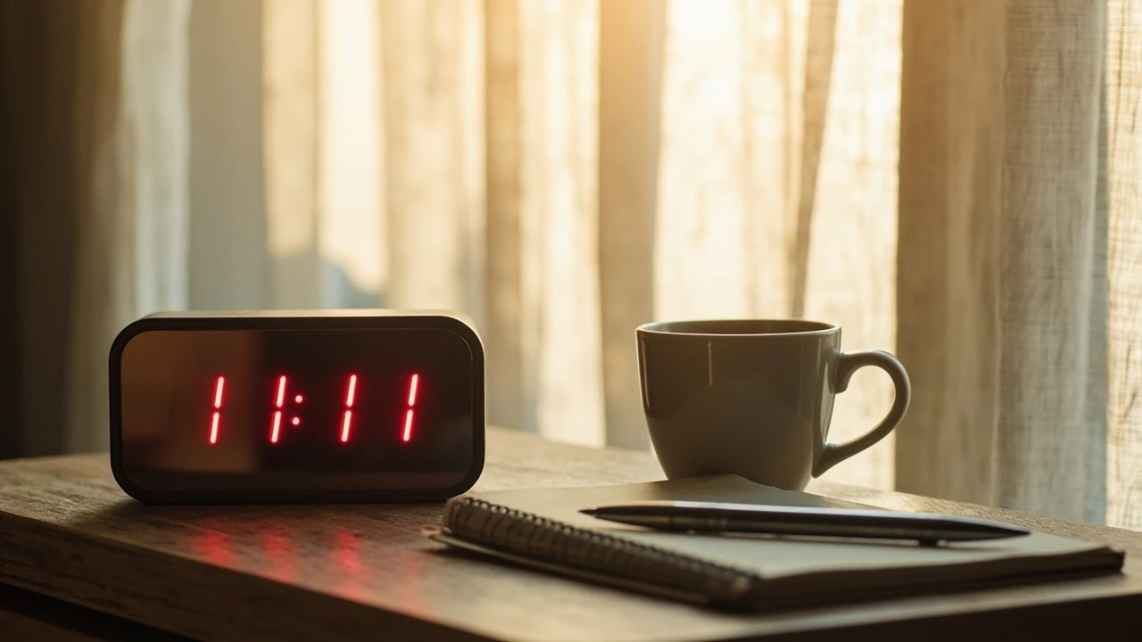 Zegar cyfrowy wskazujący godzinę 11:11 w numerologii